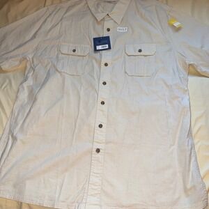 NWT Croft & Barrow Mens XXL Birch Beige Short Sleeve Button Down Shirt